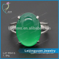 China wholesale good quality green jade stone silver ring price for women